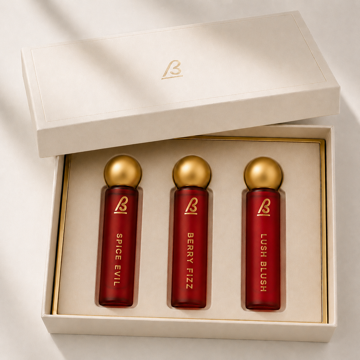 Bemusky Red Combo  for Unisex -  Spice Evil, Berry Fizz and Lush Blush